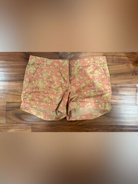 J. Crew Woman Shorts Coral and Cream Floral Cotton Shorts Size 6